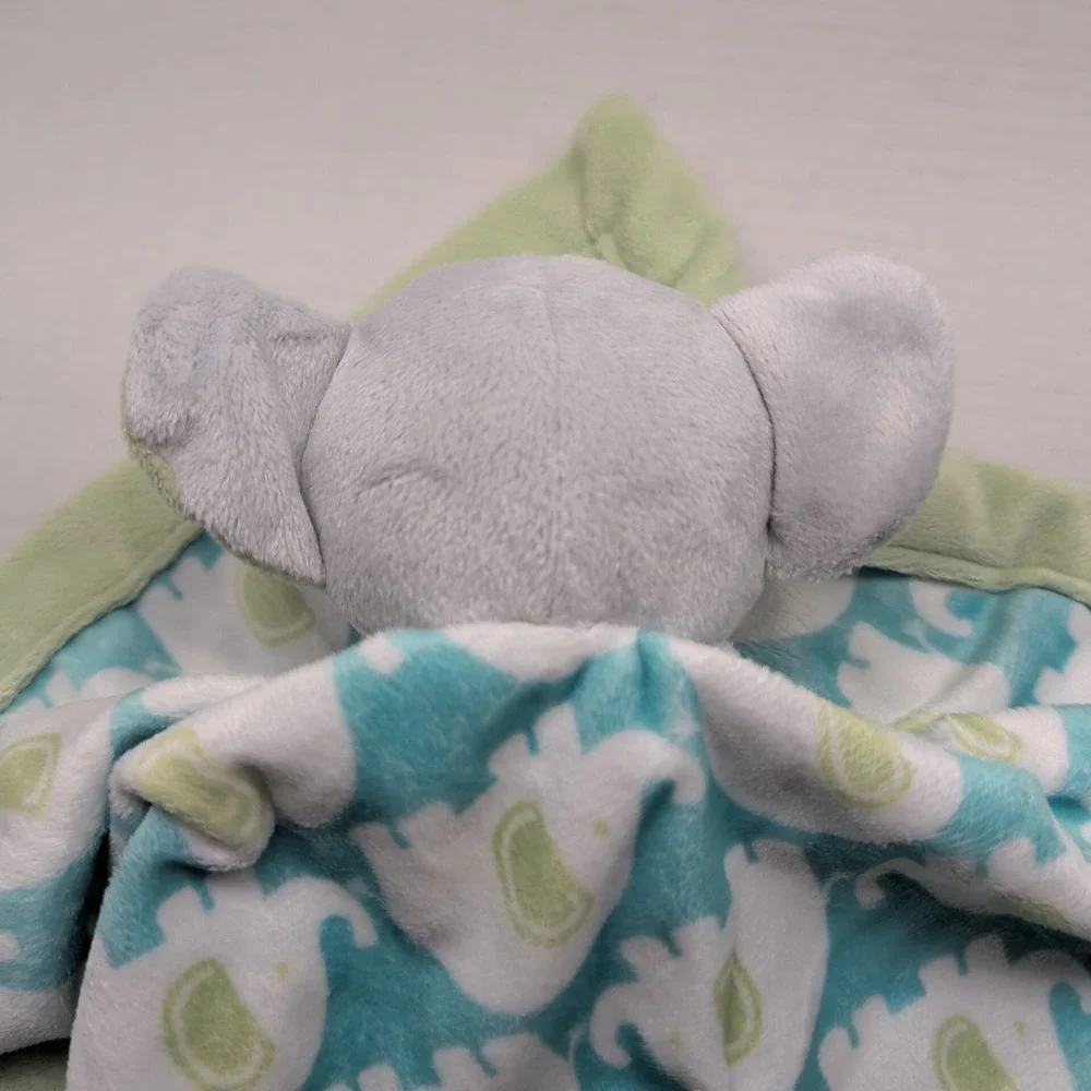 Carters Grey Elephant Lovey Plush Green Blue Security Blanket Baby